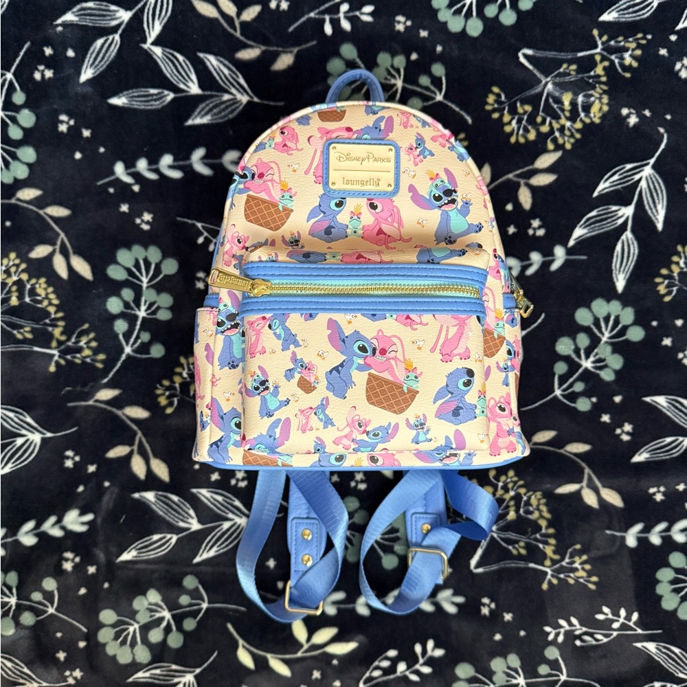 Disney Kids Backpack with Stitch Print - Cream and Blue